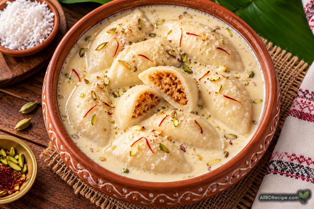 দুধপুলি: নারকেলের পুরভরা পিঠা দিয়ে ঘন দুধের মিষ্টান্ন